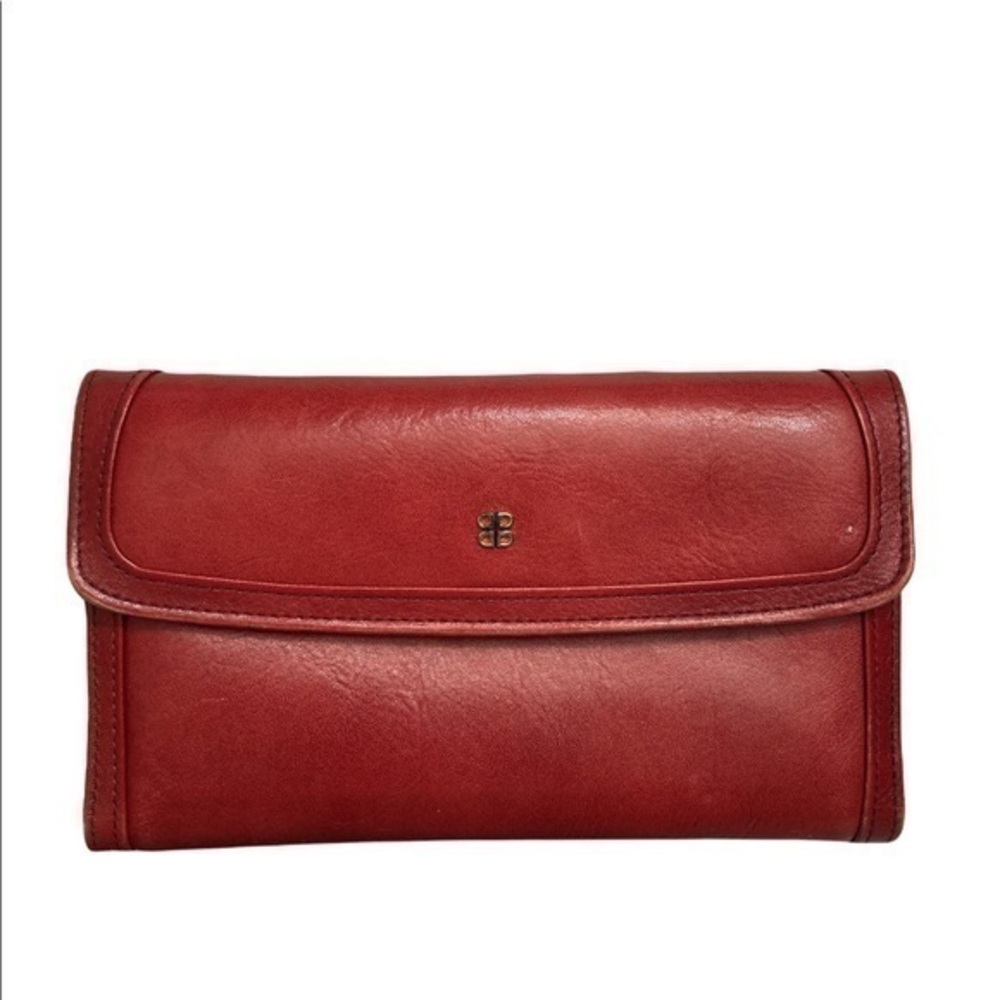 Bosca red leather checkbook wallet